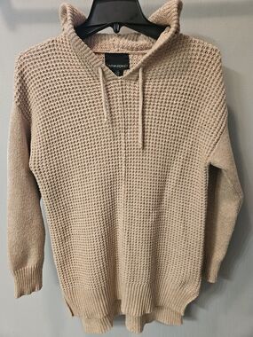 Cynthia Rowley Textured Knit Hoodie in Soft Beige